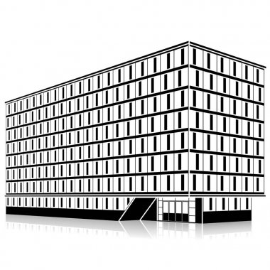 bir giriş ve yansıma ile siluet ofis binası 