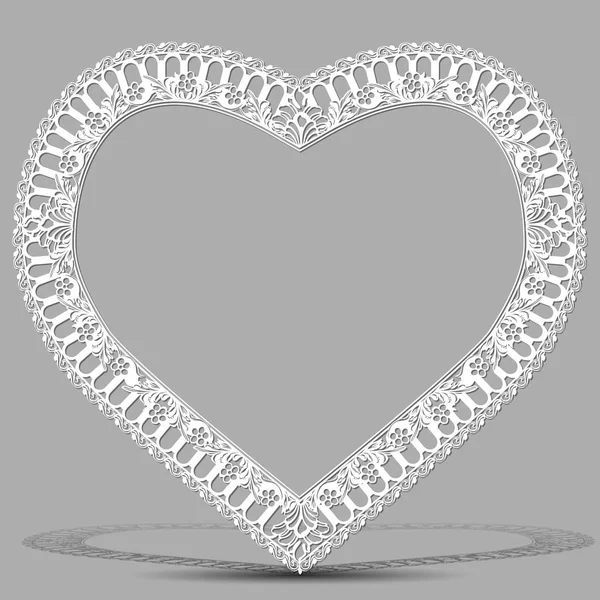 Резной винтажный каркас формы сердца с тенью — стоковый вектор
