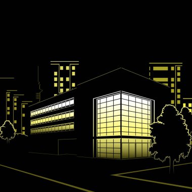 Silhouette binaları ve sokakları geceleri