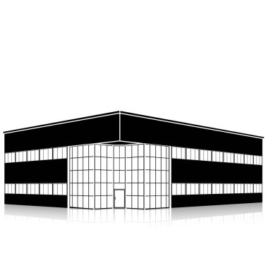 bir giriş ve yansıma ile siluet ofis binası 