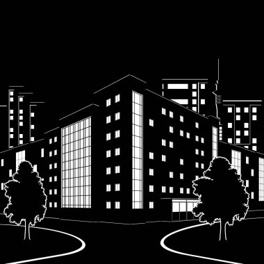 Silhouette binaları ve sokakları geceleri