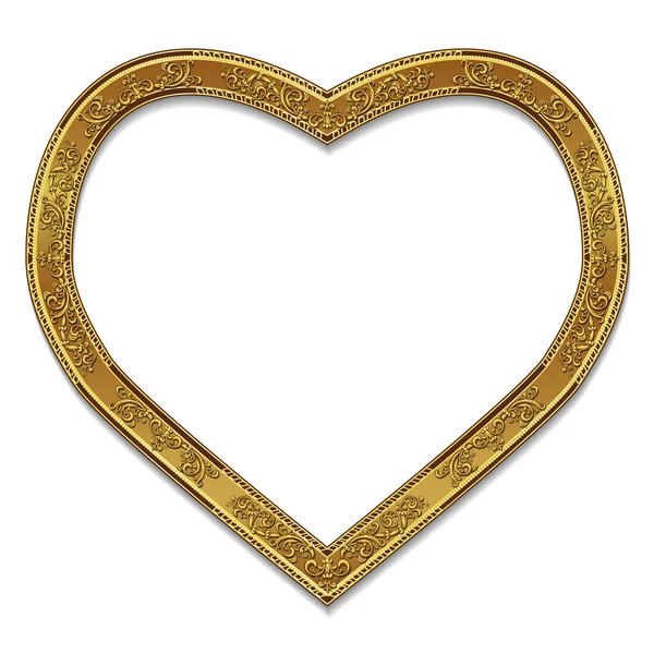 Рамка в форме сердца золотой цвет с тенью — стоковый вектор