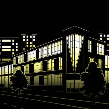 Silhouette binaları ve sokakları geceleri