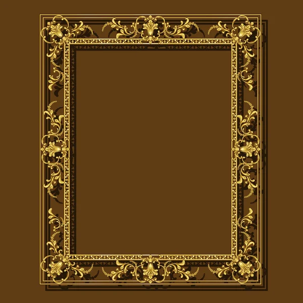 Frame gold color with shadow — Stock Vector