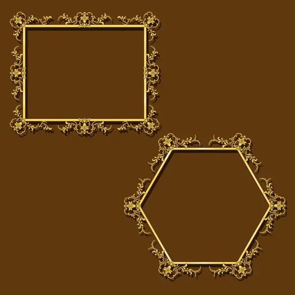 Frames gold color with shadow — Stock Vector