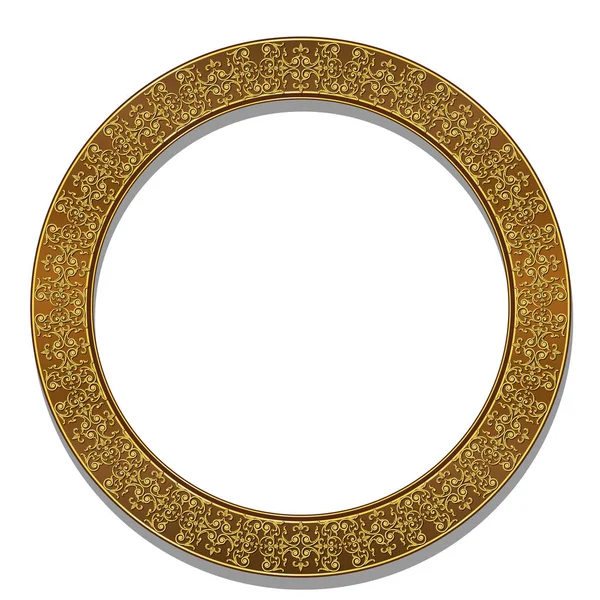 Round frame gold color with shadow — Stock Vector