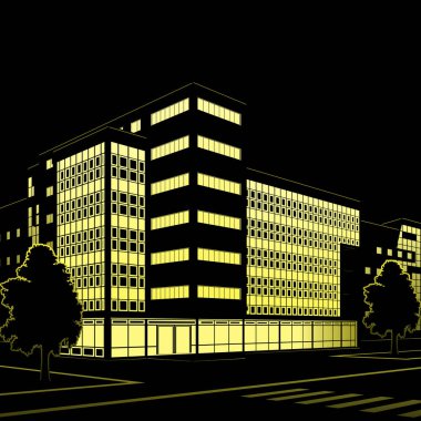 Silhouette binaları ve sokakları geceleri