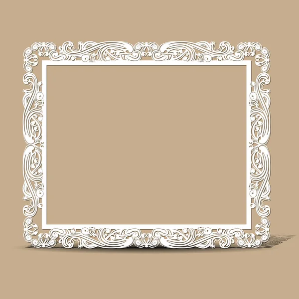 Carved vintage frame made of paper photo with shadow — Stock Vector