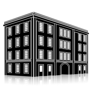 bir giriş ve yansıma ile siluet ofis binası 