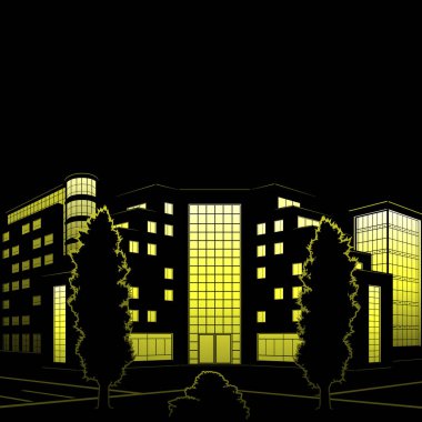 Silhouette binaları ve sokakları geceleri