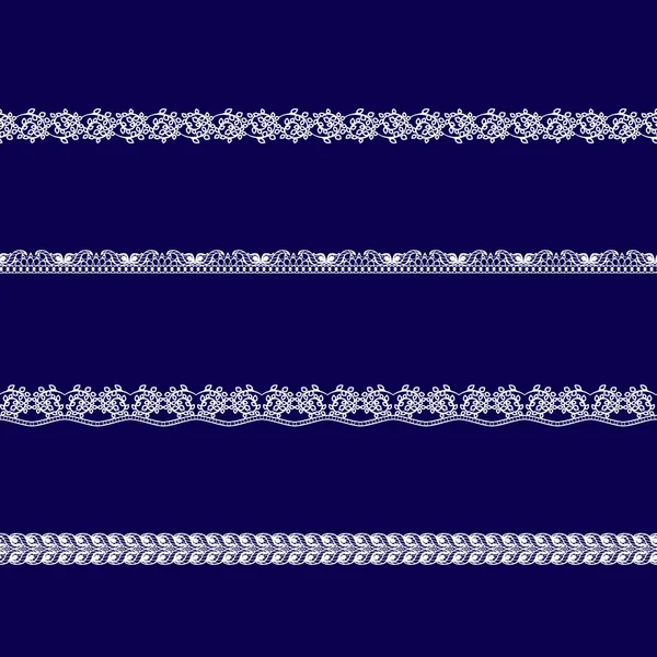 Conjunto de cintas de encaje blanco — Vector de stock