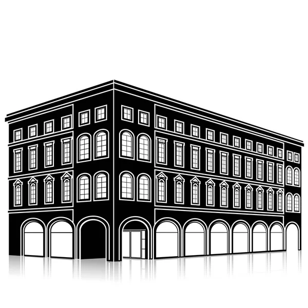 bir giriş ve yansıma ile siluet ofis binası 