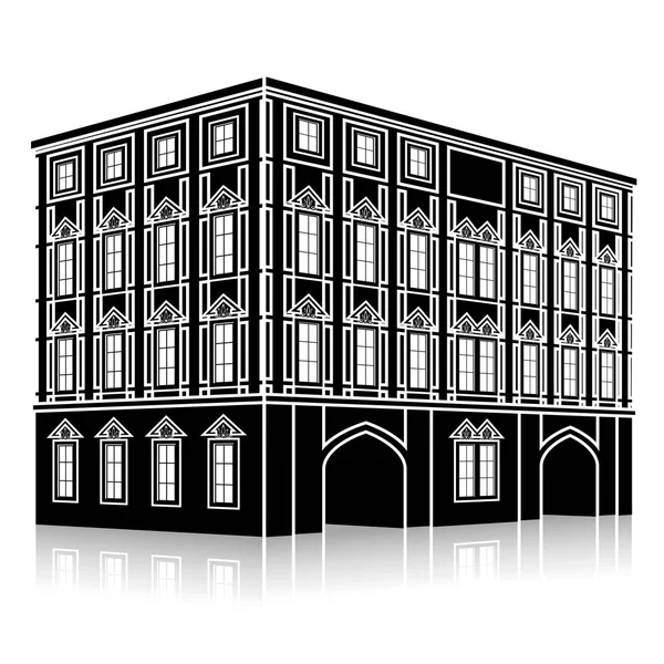 bir giriş ve yansıma ile siluet ofis binası 