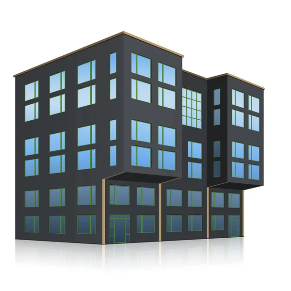 Edificio de oficinas con entrada y reflexión — Vector de stock