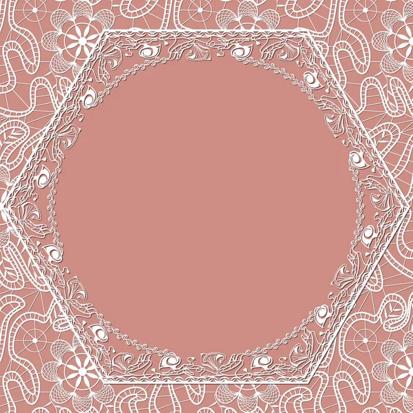 White lace frame with shadow — Stock Vector