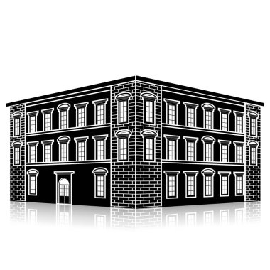 bir giriş ve yansıma ile siluet ofis binası 