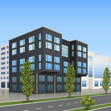 giriş ve bir yansıma ile ofis binası