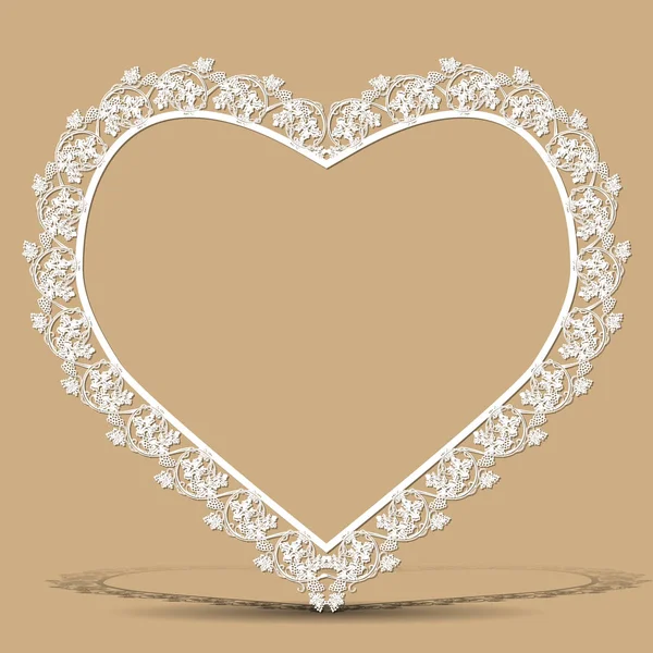 Forma de marco vintage tallado de corazón con sombra — Vector de stock