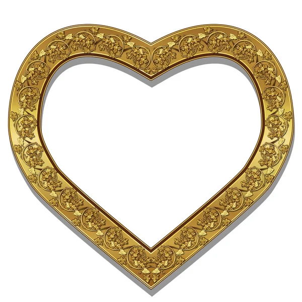 Marco en forma de corazón color oro con sombra — Vector de stock