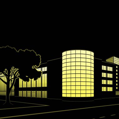 Silhouette binaları ve sokakları geceleri