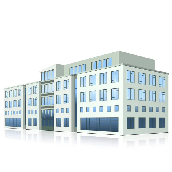 Kontorsbyggnad med en ingång och reflektion — Stock vektor