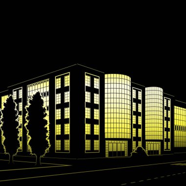 Silhouette binaları ve sokakları geceleri