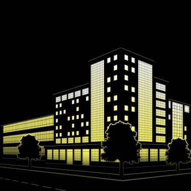 Silhouette binaları ve sokakları geceleri