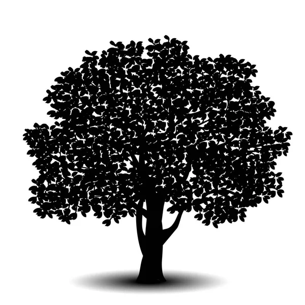 Silhouette albero staccato con foglie Vettoriale Stock