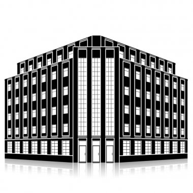 bir giriş ve yansıma ile siluet ofis binası 
