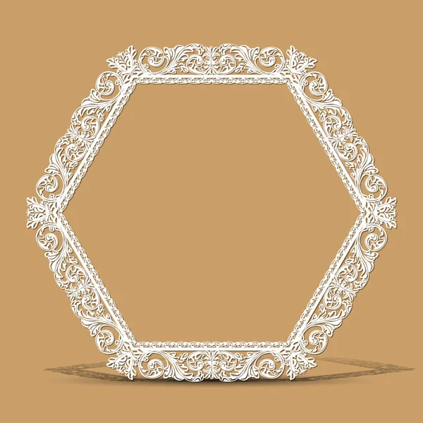 Carved vintage frame made of paper photo with shadow — Stock Vector