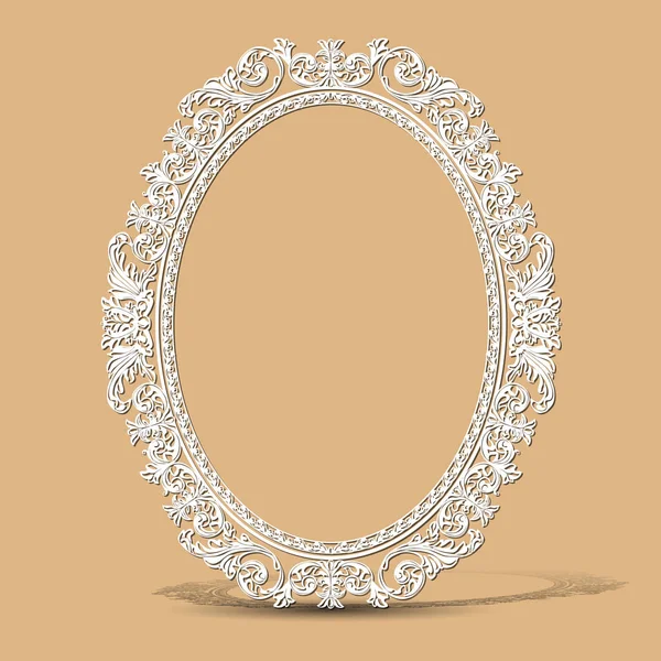 Carved vintage frame made of paper with shadow — Stock Vector