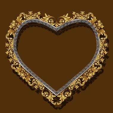 Kalp Altın renk ile gölge şeklinde çerçeve