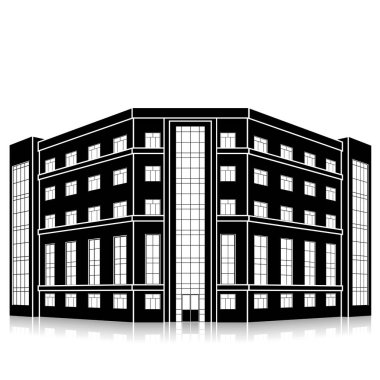 bir giriş ve yansıma ile siluet ofis binası 