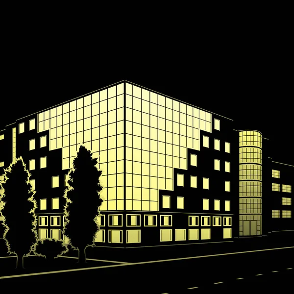Silhuett av byggnader och gator på natten — Stock vektor