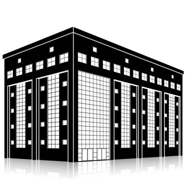 bir giriş ve yansıma ile siluet ofis binası 