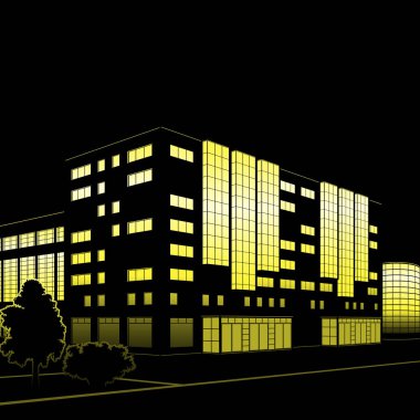 Silhouette binaları ve sokakları geceleri