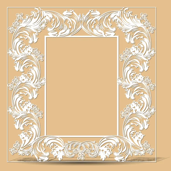 Carved vintage frame made of paper photo with shadow — Stock Vector