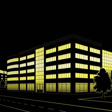 Silhouette binaları ve sokakları geceleri