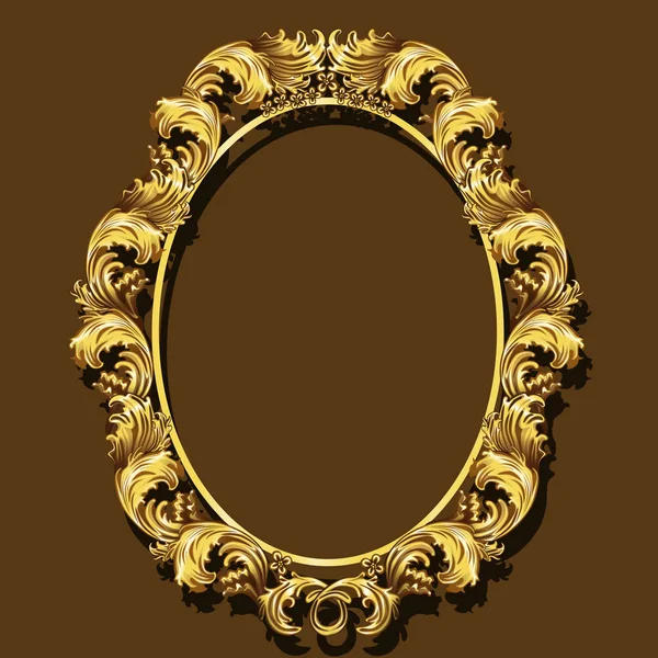 Frame gold color with shadow — Stock Vector