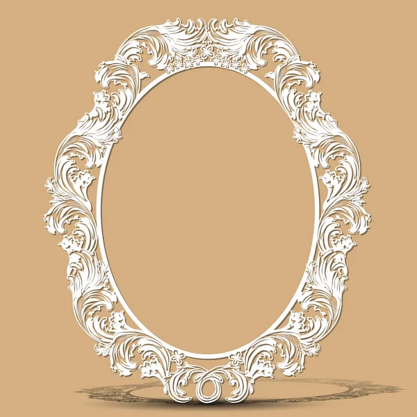 Carved vintage frame made of paper with shadow — Stock Vector