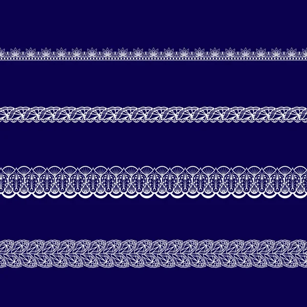 mavi bir arka plan üzerinde beyaz dantel kurdeleler kümesi