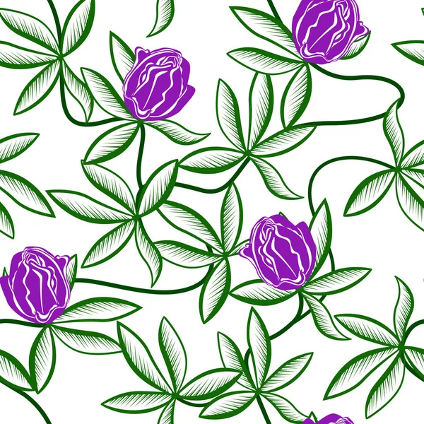 Seamless pattern with lilac flowers — Stock Vector