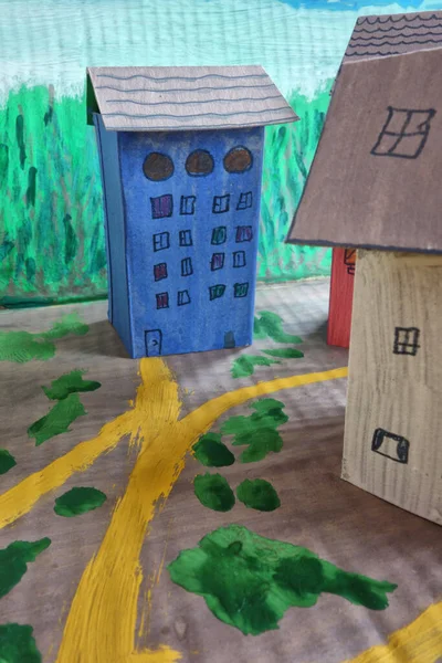 Cardboard House Road — Stock Photo, Image