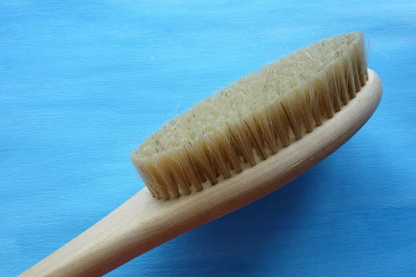 Bathroom Brush Blue Background — Stock Photo, Image