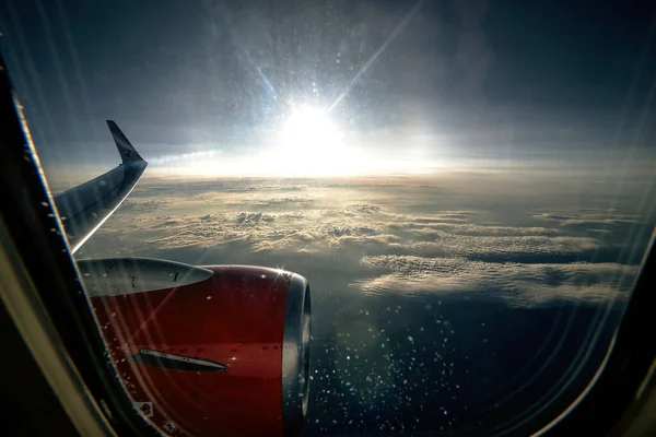 View Window Plane Clouds Early Morning — Stock Photo, Image