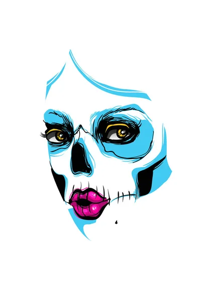 Zombie girl portrait. Hand drawn vector illustration — Stock Vector