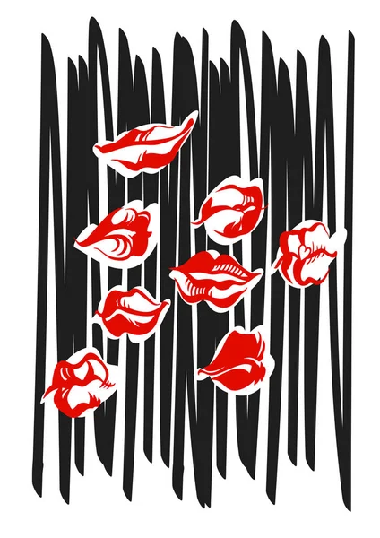 Mooie lippen van een vrouw met rode lippenstift. Vectorillustratie — Stockvector