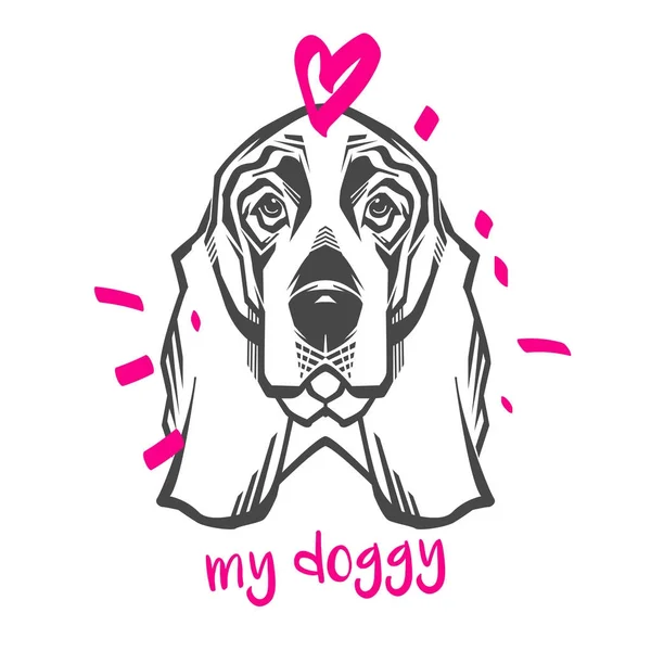 Vector dibujado a mano tipografía cartel con un lindo perro . — Vector de stock