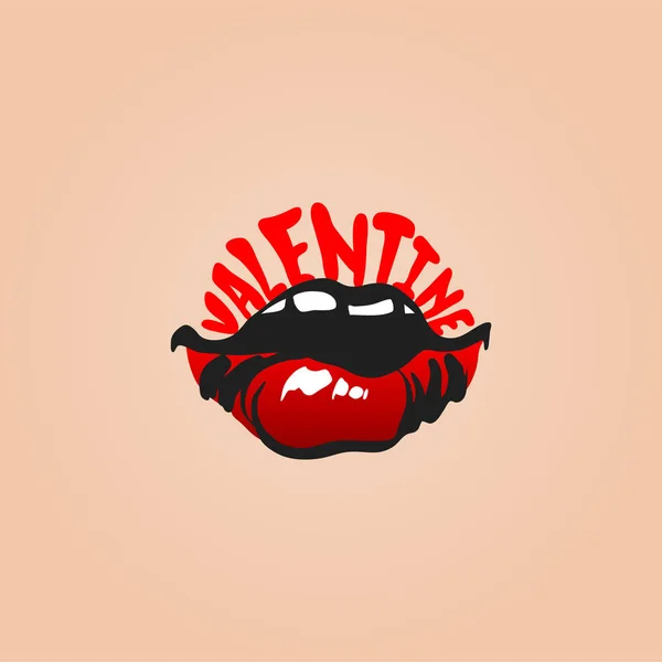 Valentine Handgezeichnete Sexy Lippen Mit Text Vektorillustration — Stockvektor