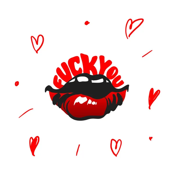 Sexy Lips Fuck You Vector Illustration — Διανυσματικό Αρχείο